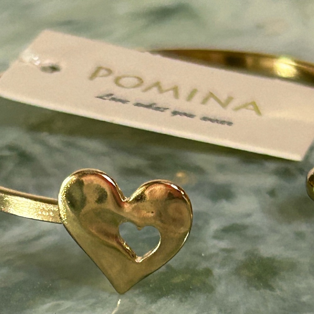 Pomina Gold Heart Open Bangle Bracelet - Picture 2 of 2